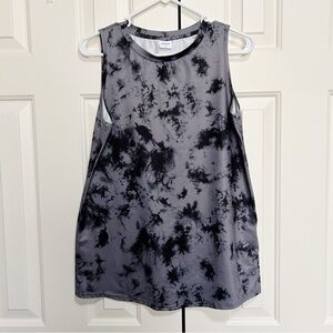 Black and Gray Tie Dye Exercise Top Medium Workout Activewear Running